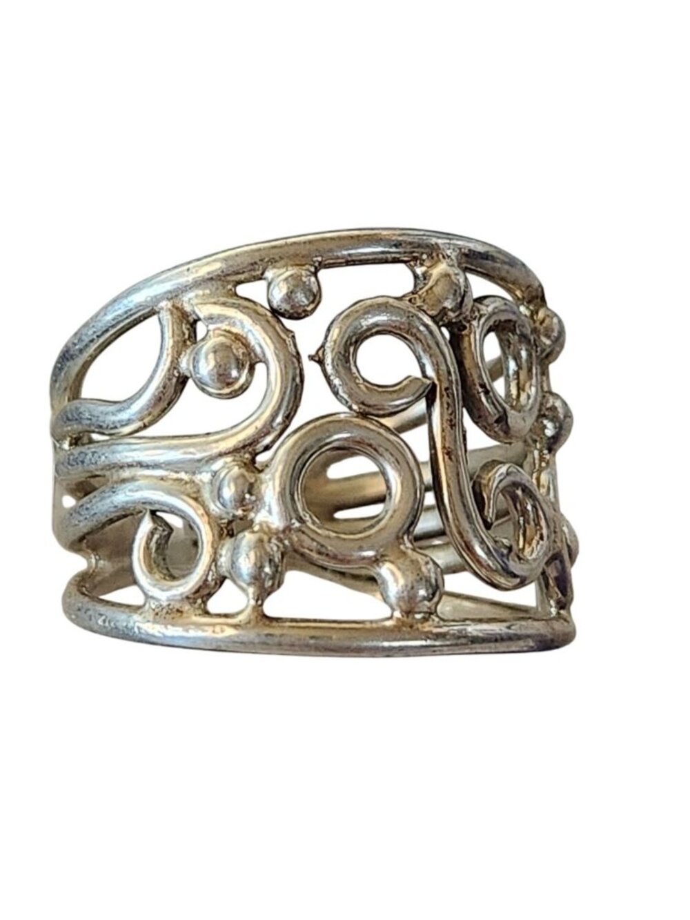 Ring Band Open Silver 20 mm wide Size 8 1/2 7.8 gr no Stone Jerry Fran Harr - Picture 5 of 12